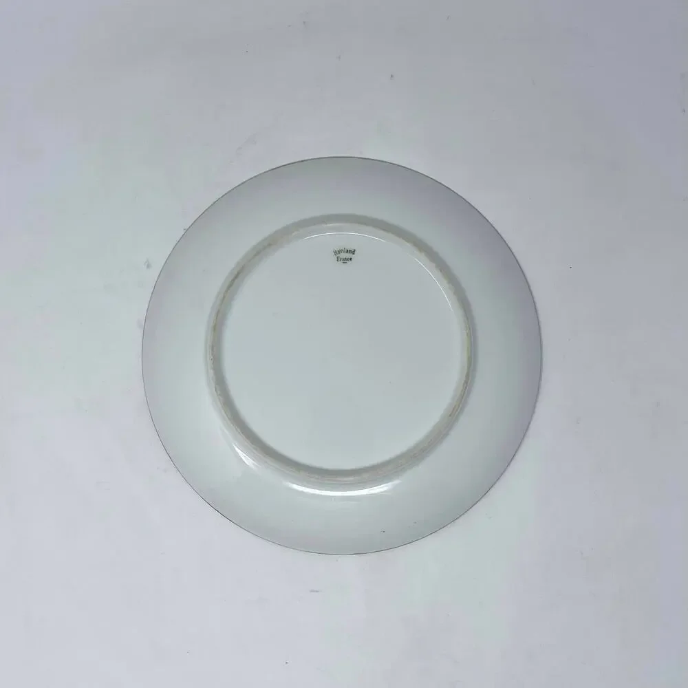 Haviland France White Gold Rim Pink Blue Art Deco Floral China Plate Set of‎ 4